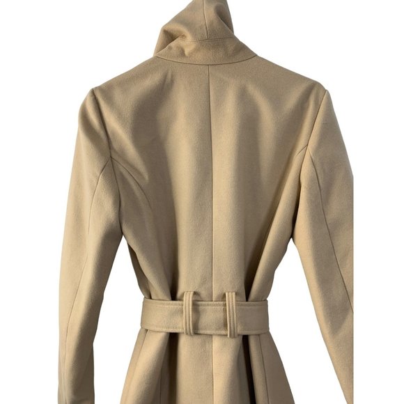 G by Guess Medium Beige Belted Single Breast Overcoat Shawl Collar EUC 6184 - Picture 8 of 13